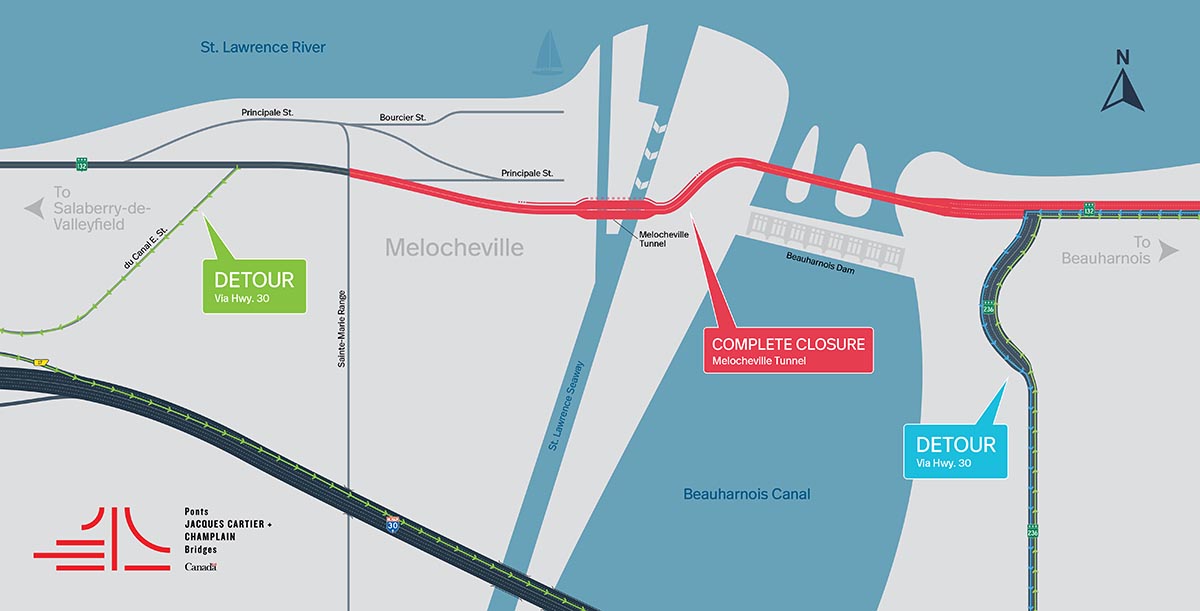 Melocheville Tunnel | Complete night closure of the Melocheville Tunnel in both directions on December 8