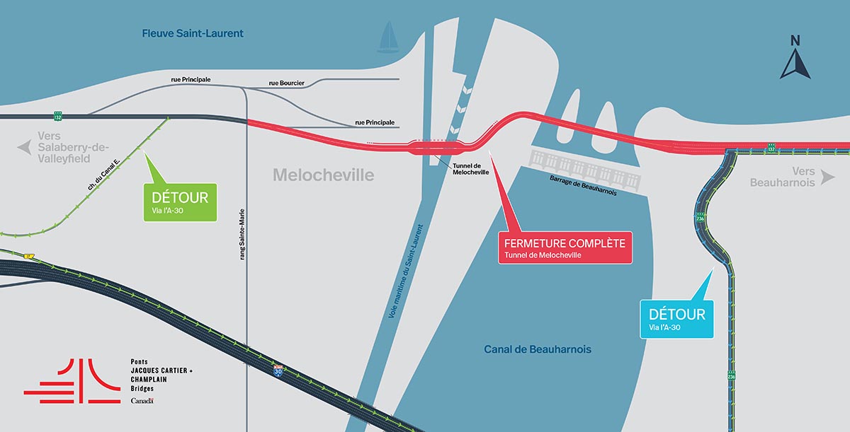 Tunnel de Melocheville | Fermeture complète de nuit du tunnel de Melocheville dans les deux directions le 8 décembre