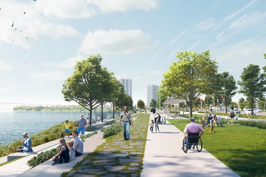 (Aménagement des berges : verdissement et développement de voies de mobilité active)